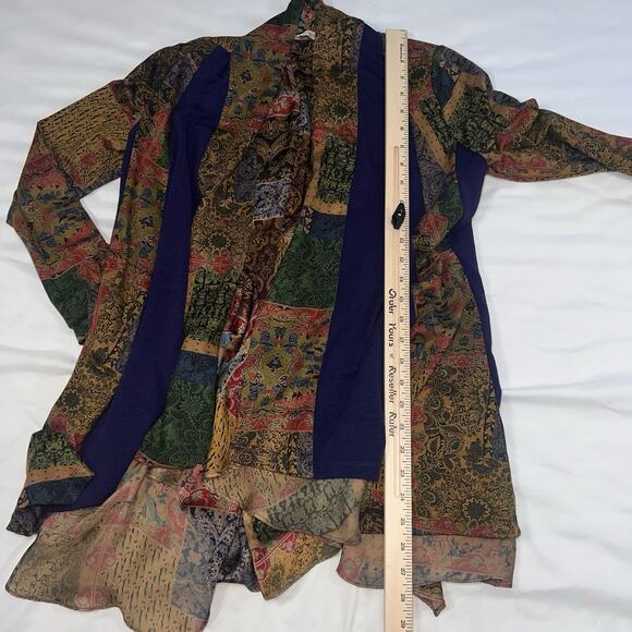 Soft Surroundings Izmir Topper Cardigan Size PS Patchwork Art Flowy Draped Boho - Picture 6 of 13